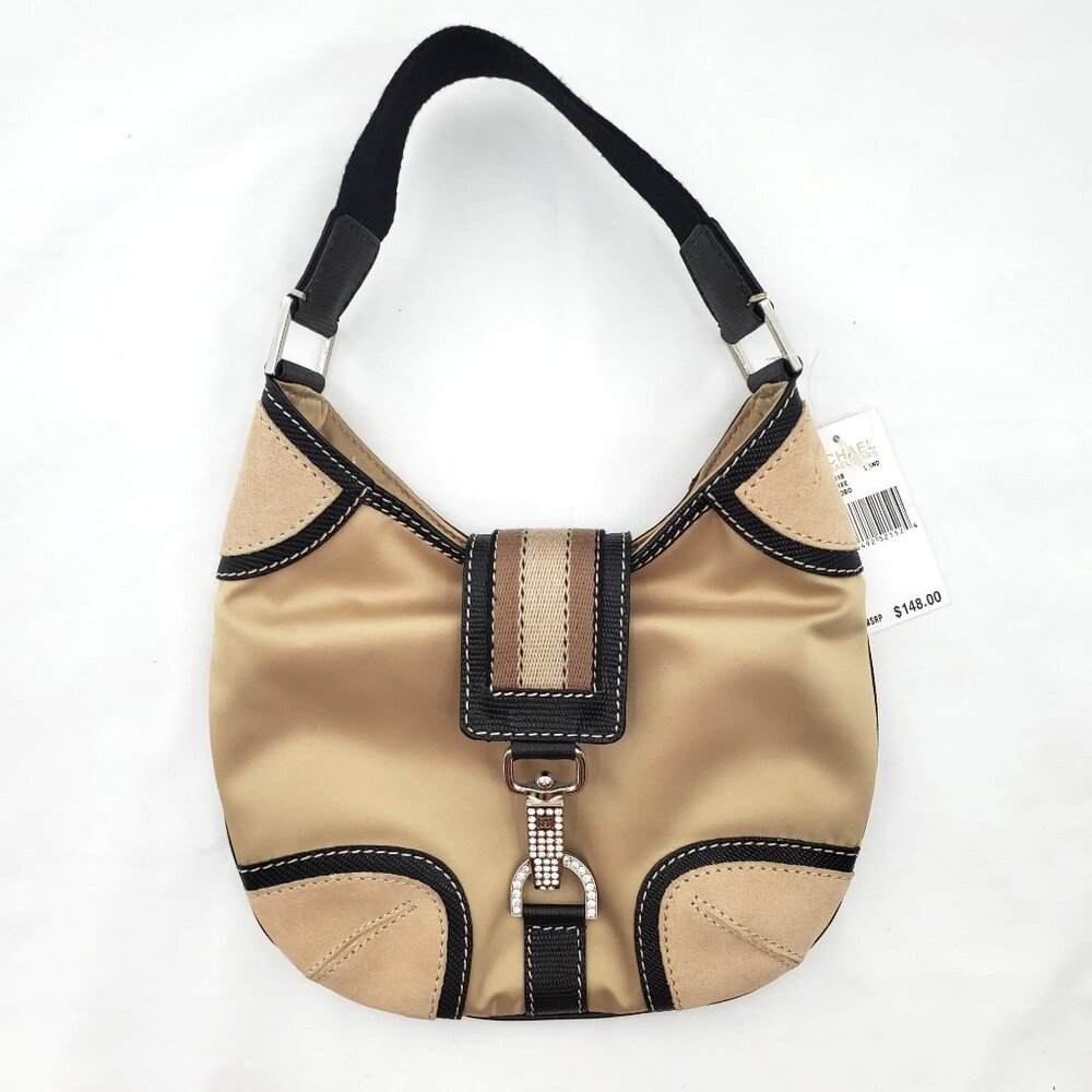 MICHAEL Michael Kors Women's Sport Luxe Small Hobo Satin Bag Sand New With Tags - Picture 2 of 12